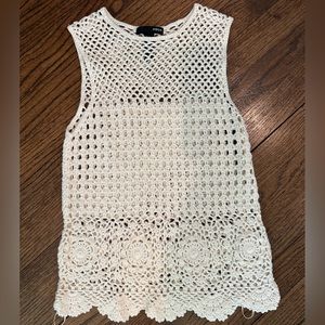 Aqua Cream Crochet Sleeveless Top
